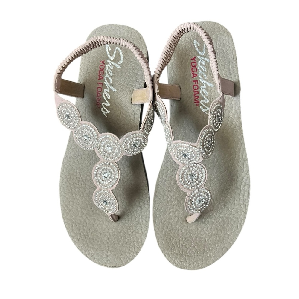 Skechers Womens Mediation Stars Sparkle Light Pink Sandals Size 9 - Picture 2 of 6